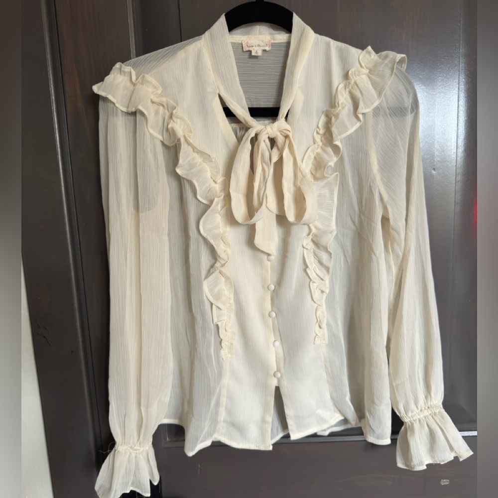 Elegant Cream Ruffle Blouse